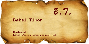 Baksi Tibor névjegykártya